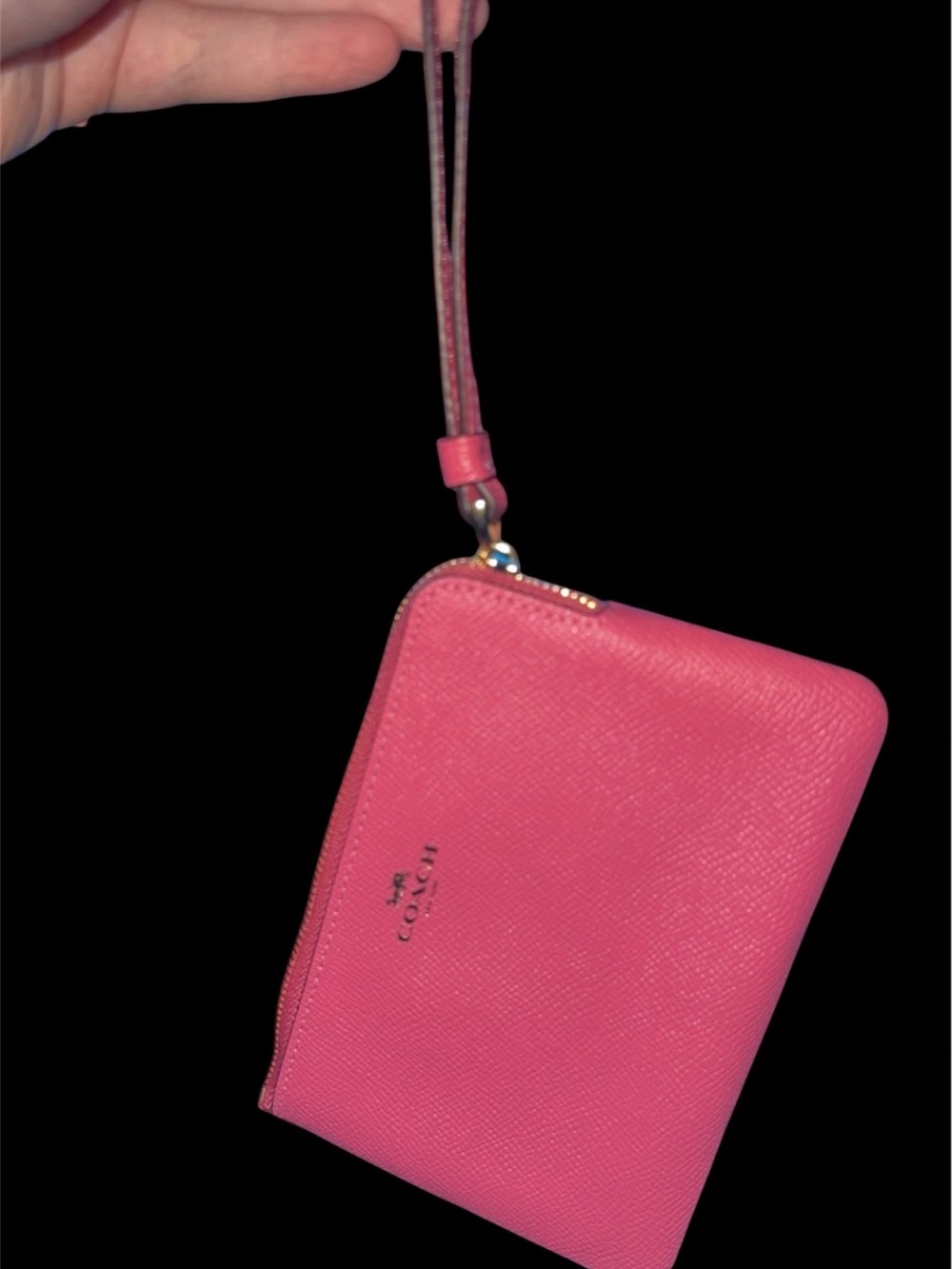 Coach Pink Leather Wristlet Pouch
